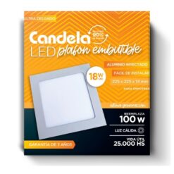 Panel Embutir Cuadrado Calido 18 W. Candela