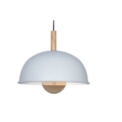 Colgante Al. 1/2 Esfera Ø340 1L Bl M C/Detalle En Madera