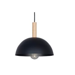 Colgante Ch. 1/2 Esfera Ø240 1L Ng C/Detalle En Madera